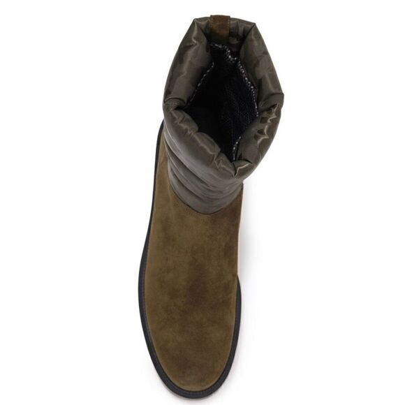 Aquatalia Lori Suede with Side Nylon Puff in Camouflage Water Resistant Olive Gr - Picture 3 of 13